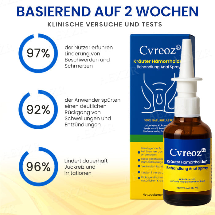 Cvreoz® Kräuter Hämorrhoiden Behandlung Anal Spray - ZEITLICH BEGRENZTES ANGEBOT | Sanfte Linderung wie nie zuvor 💕