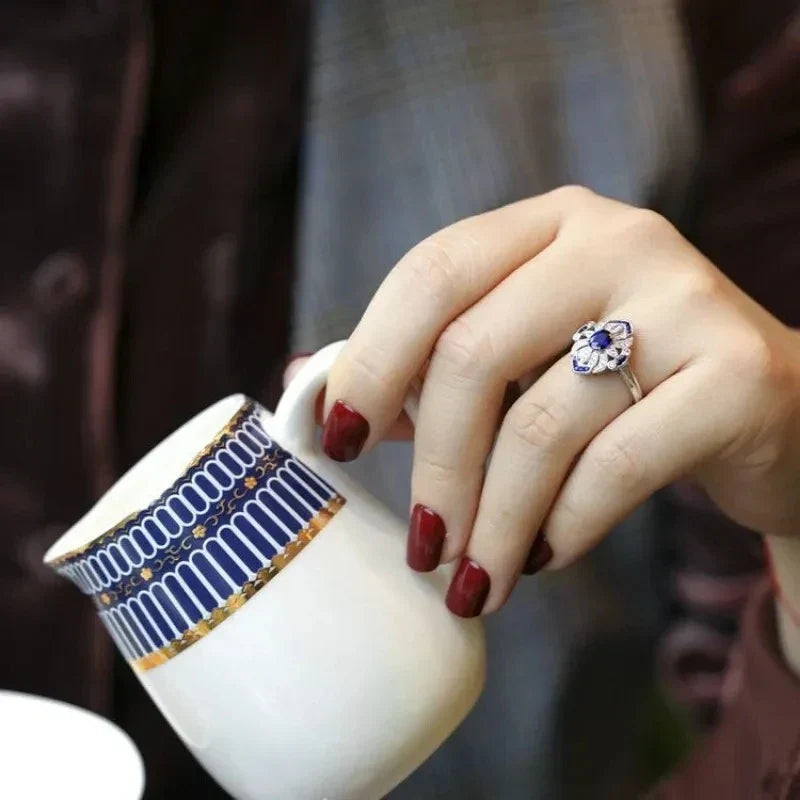 CZTICLE® Fashion classic luxury women's light blue sapphire ring